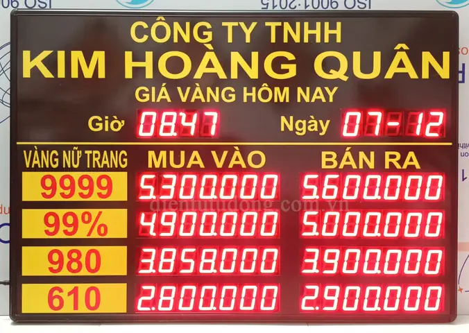 Bảng Điện Tử Giá Vàng