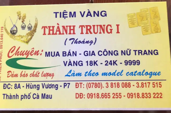 Giá Vàng Thành Trung Cà Mau Giá Vàng Thành Trung Cà Mau