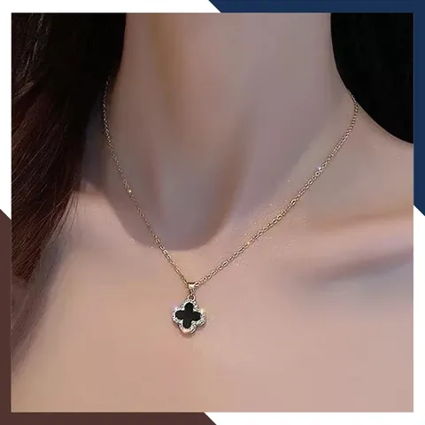 Mặt Dây Chuyền Cỏ 4 Lá Màu Đen Mặt Dây Chuyền Cỏ 4 Lá Màu Đen