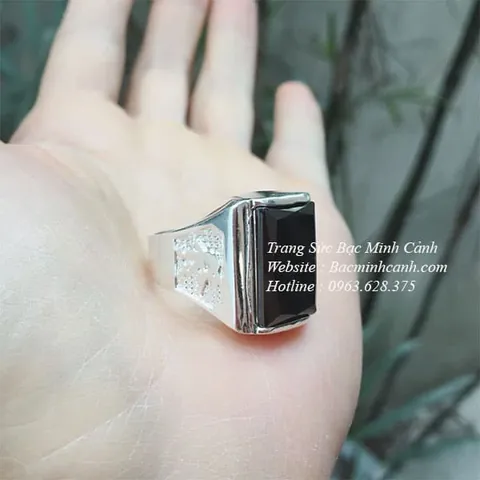 Nhẫn Bạc Nam Mặt Đá Đen