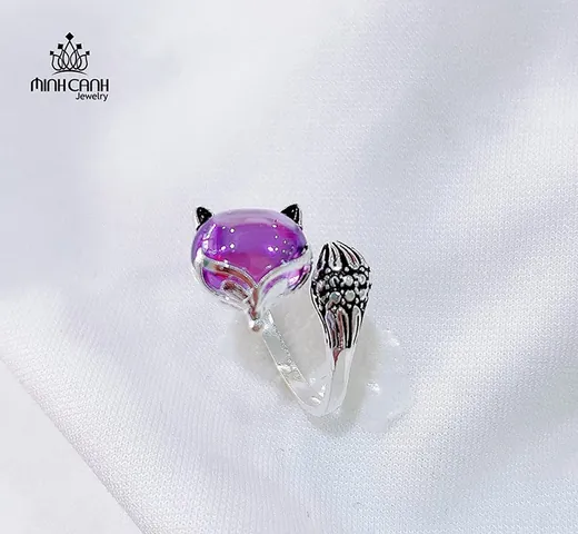 Nhẫn Hồ Ly Thạch Anh Trắng