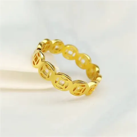 Nhẫn Kim Tiền Nam Vàng Tây
