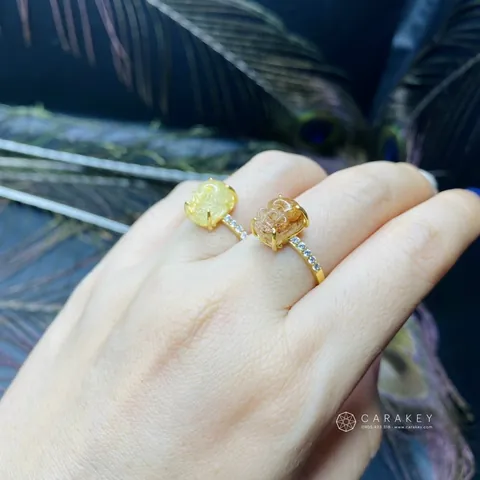 Nhẫn Tỳ Hưu Đá Thạch Anh Tóc Vàng