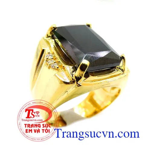 Nhẫn Vàng Nam Mặt Đá Chữ Nhật