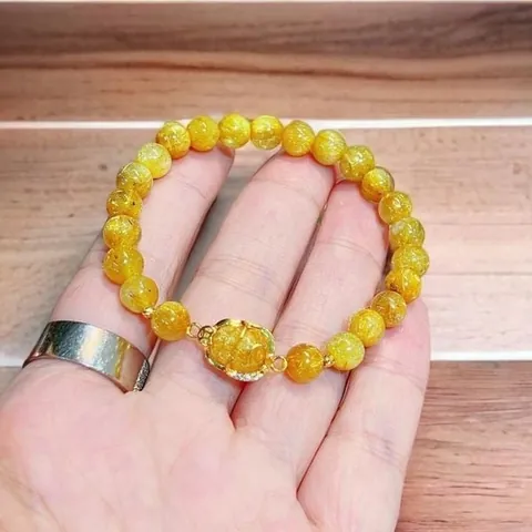 Vòng Tay Tỳ Hưu Thạch Anh Vàng