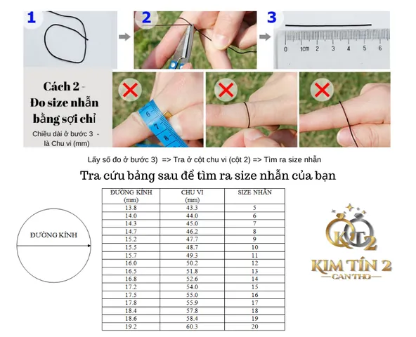 Cách Đo Size Nhẫn Bằng Chỉ Tại Nhà Chuẩn Xác Và Quy Đổi Kích Thước